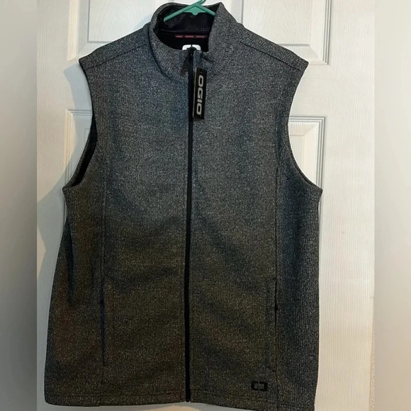 NWT OGIO MEN’S GRIT FLEECE GRAY/BLK ZIPPERED VEST W/POCKETS XL - Picture 2 of 5